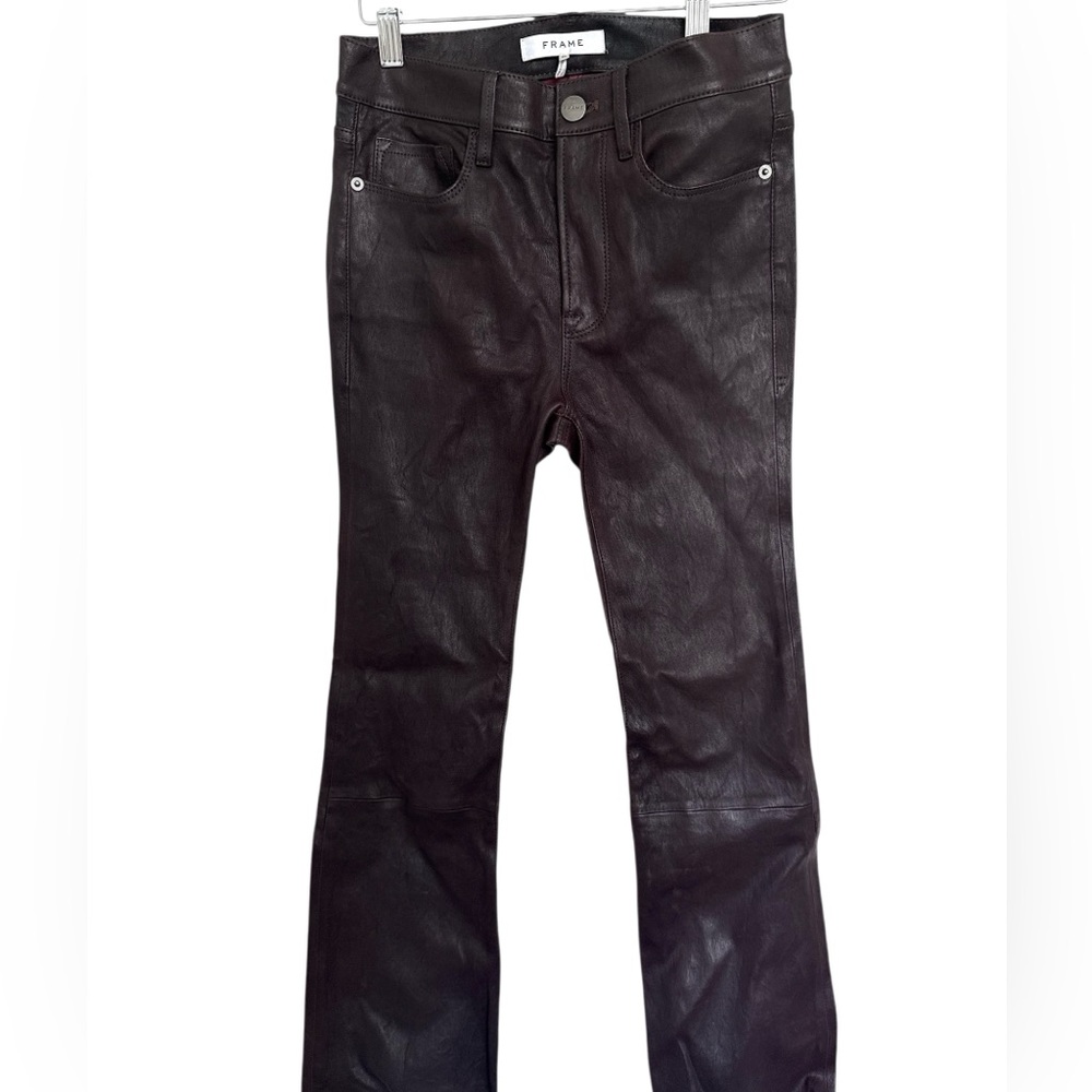 Frame leather jeans Le Crop Mini dark brown 25